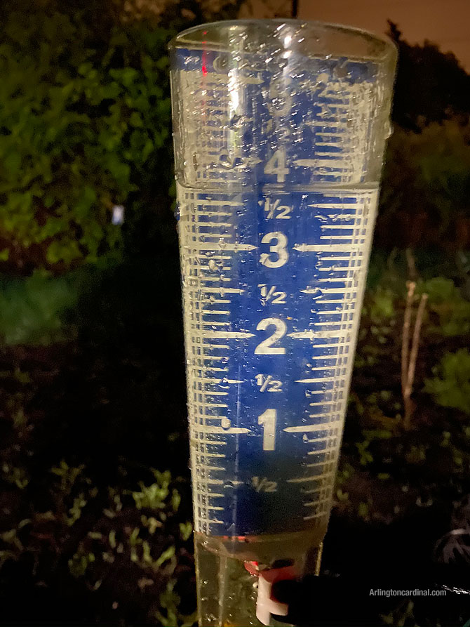 Rain gauge with over 3.5 inches in Arlington Heights on May 15, 2020