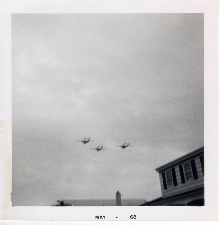 Flying Boxcars C-119 aircraft over Arlington Heights in May 1968